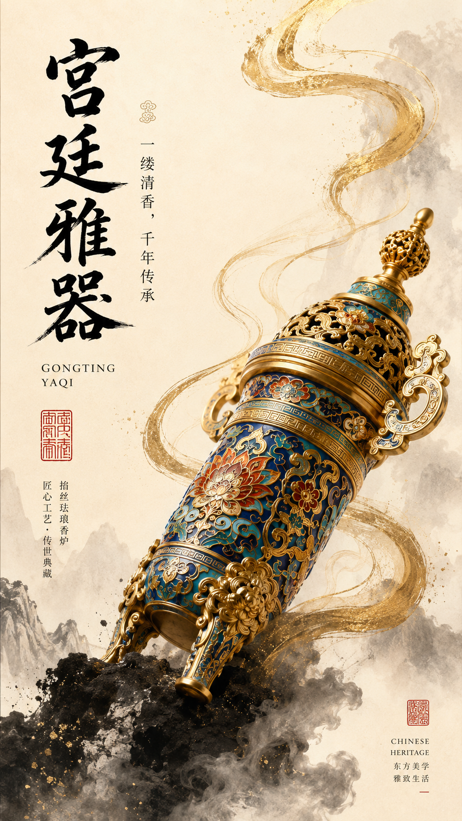 新中式器物展示海报